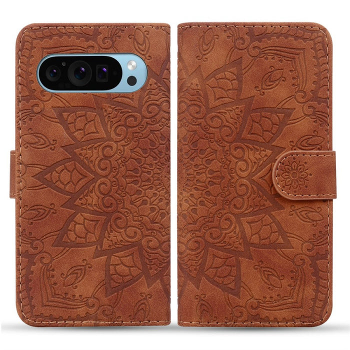 Elegant Flower Print Calfskin Wallet Case