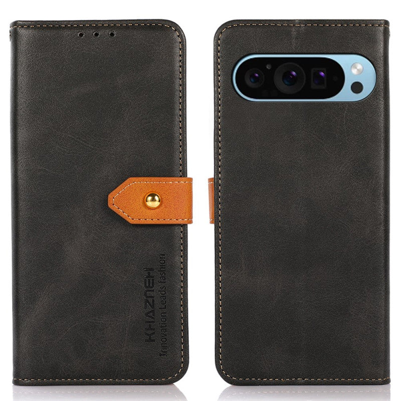 Google Pixel 9a Gold Buckle Contrast Leather Wallet Case