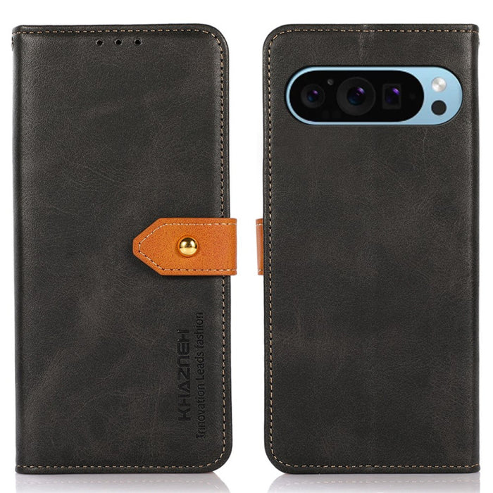 Gold Buckle Contrast Leather Wallet Case