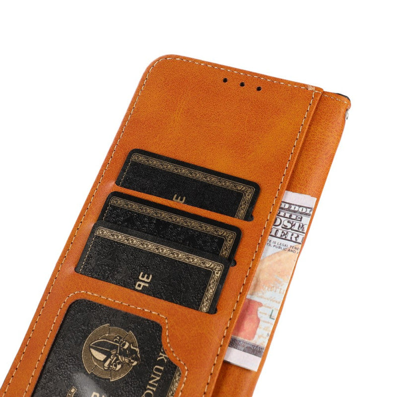 Gold Buckle Contrast Leather Wallet Case