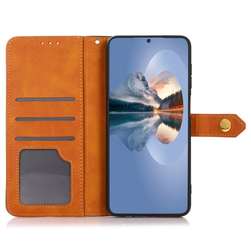 Google Pixel 9a Gold Buckle Contrast Leather Wallet Case