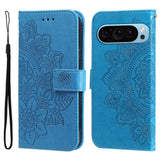 Google Pixel 9a Flower Pattern Wallet Strap Stand Case