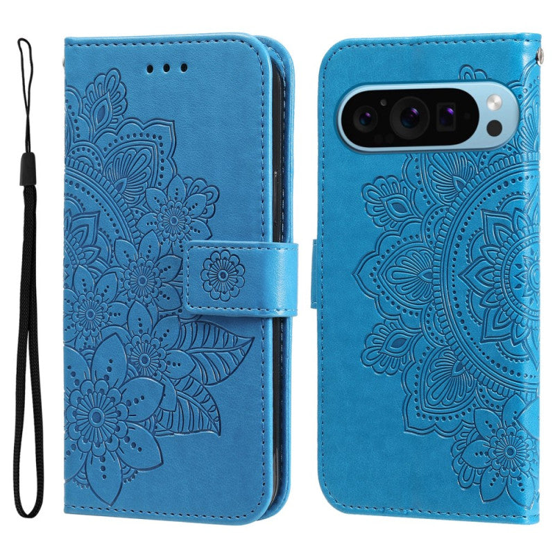 Google Pixel 8 Flower Pattern Wallet Strap Stand Case
