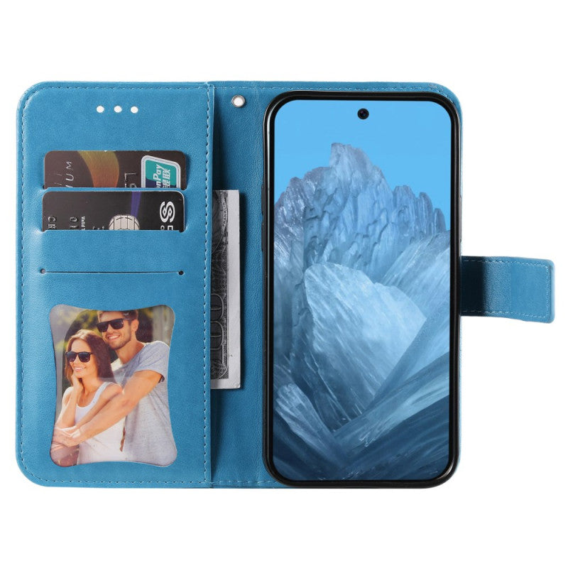 Google Pixel 8a Flower Pattern Wallet Strap Stand Case