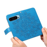 Google Pixel 9a Flower Pattern Wallet Strap Stand Case