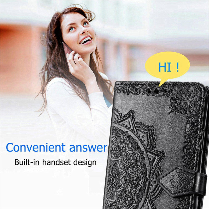 Embossed Mandala Speaker Hole Wallet Case