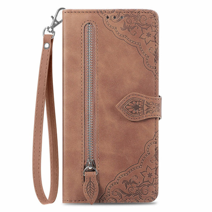Floral Zipper Wallet Speaker Hole Strap