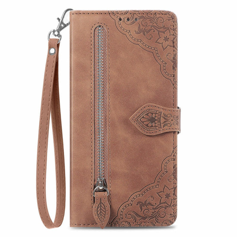 Floral Zipper Wallet Speaker Hole Strap