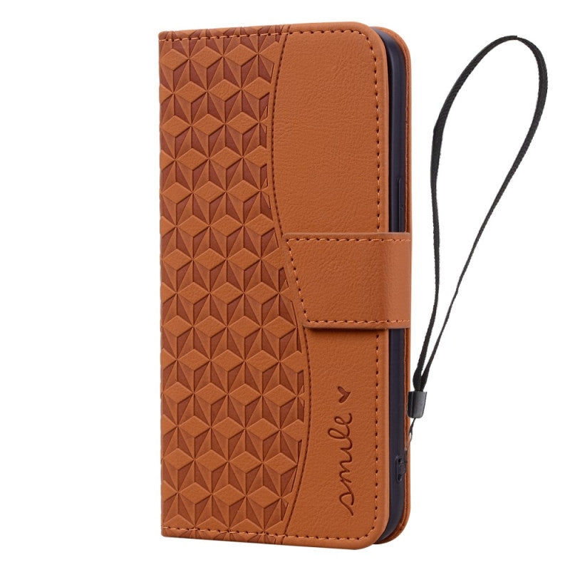 Diamond Pattern Smile Heart Wallet Case