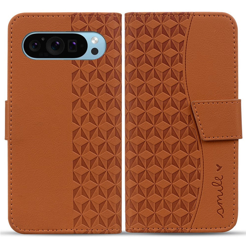 Diamond Pattern Smile Heart Wallet Case