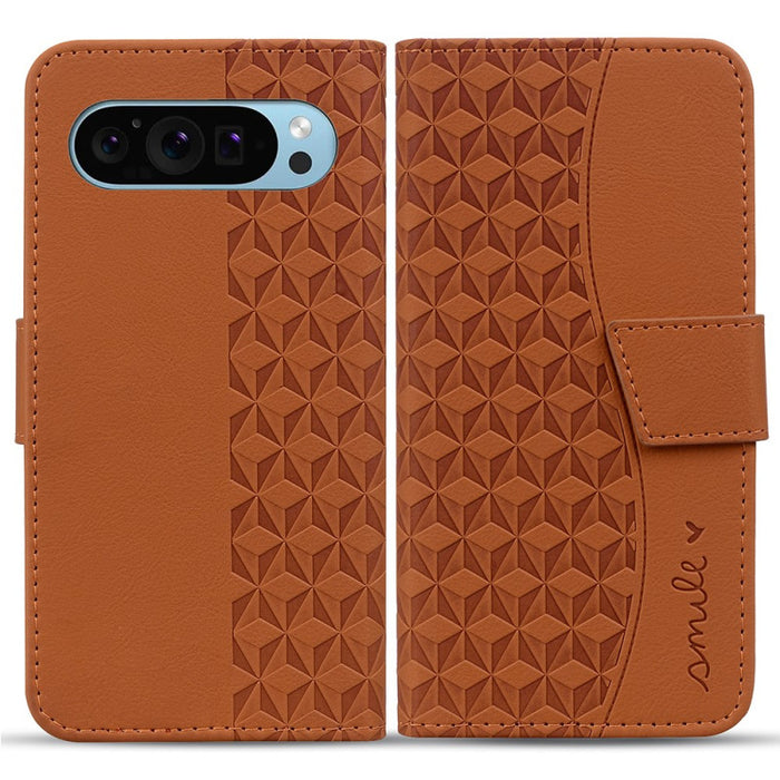 Diamond Pattern Smile Heart Wallet Case
