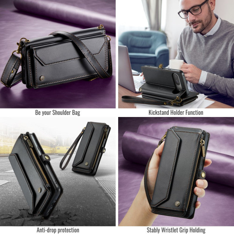 10-Slot Crossbody Wallet RFID Protection
