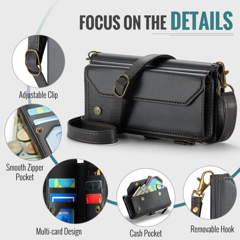 10-Slot Crossbody Wallet RFID Protection