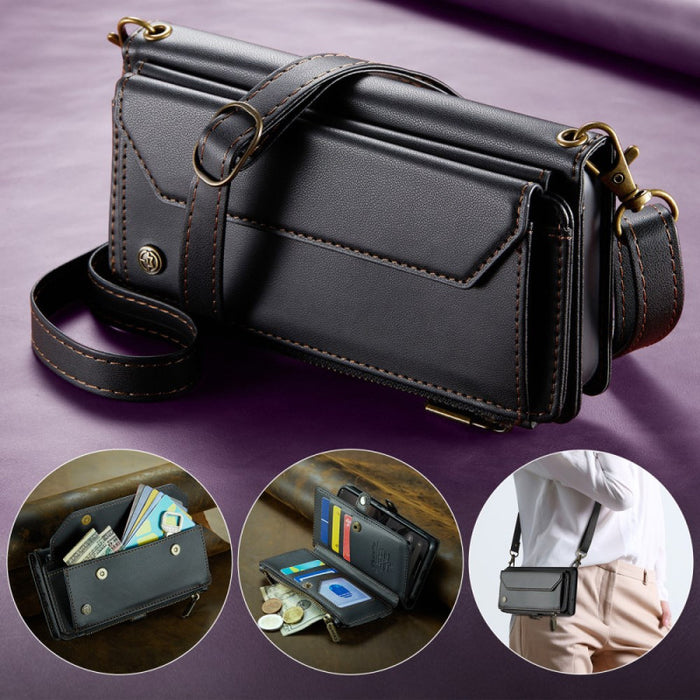 10-Slot Crossbody Wallet RFID Protection