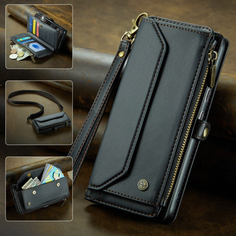 10-Slot Crossbody Wallet RFID Protection