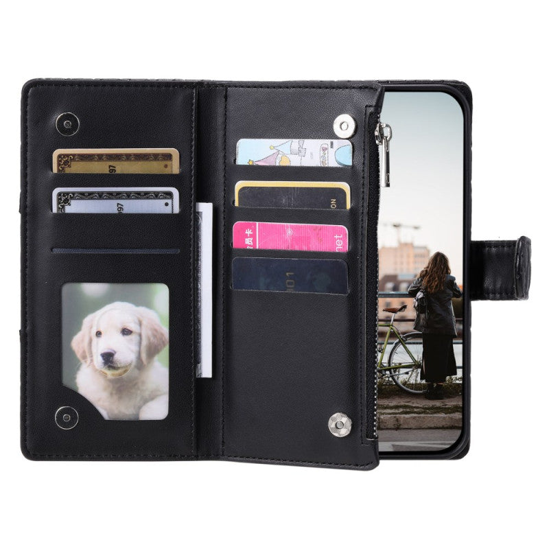 Google Pixel 9 Pro XL Glitter Diamond Zipper Wallet Wrist Strap