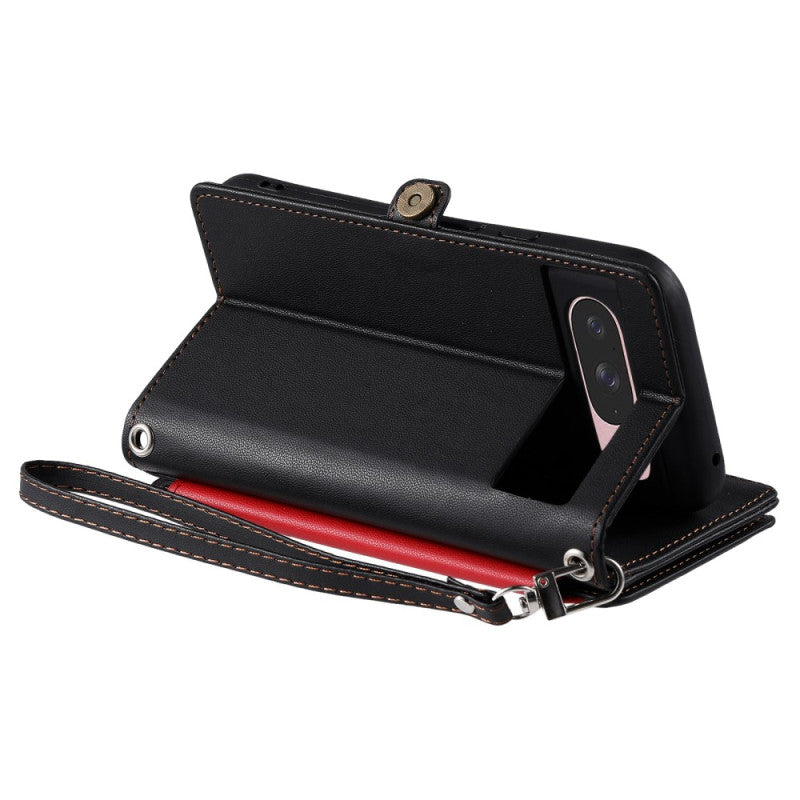 Google Pixel 9a 8-Slot Zipper Wallet Wrist Strap Case