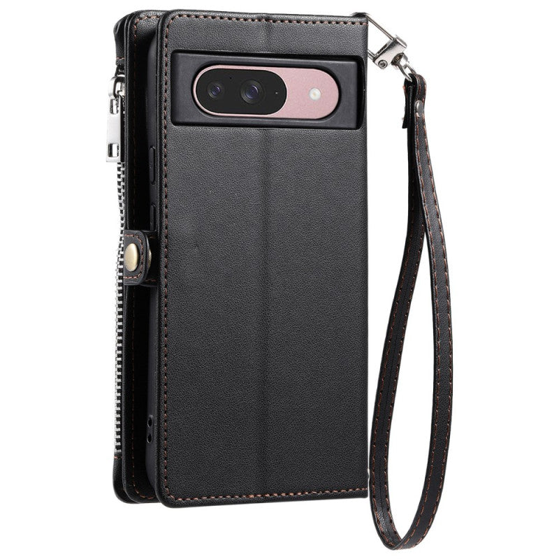 Google Pixel 8 Pro 8-Slot Zipper Wallet Wrist Strap Case