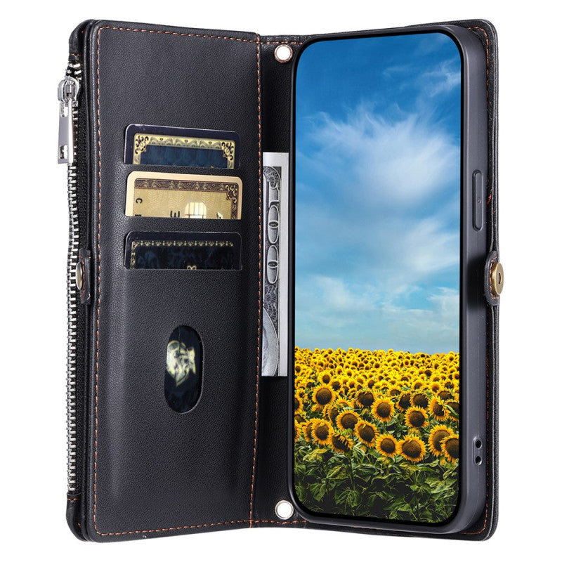 Google Pixel 8 Pro 8-Slot Zipper Wallet Wrist Strap Case