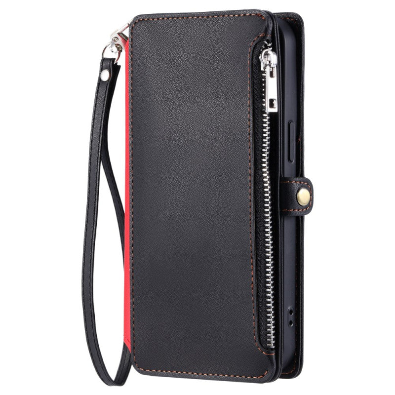 8-Slot Zipper Wallet Wrist Strap Case