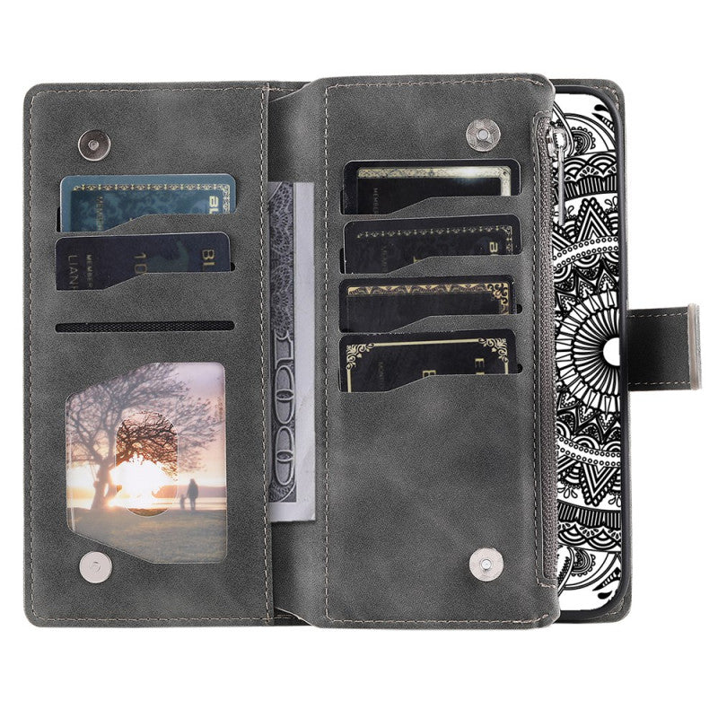 Mandala Flower Zipper Wallet Wrist Strap