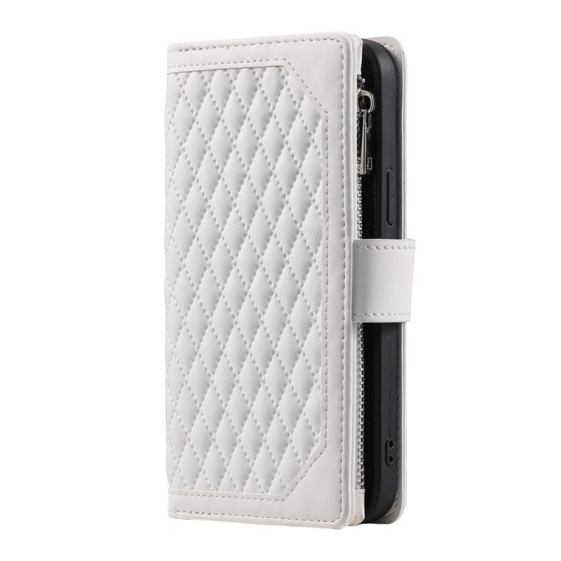 Google Pixel 9a Diamond Stitch Zipper Wallet Wrist Strap