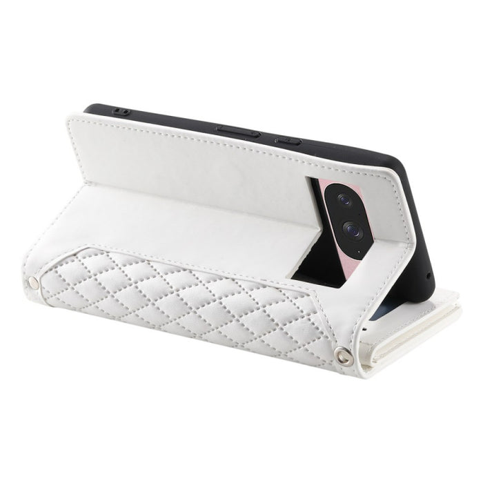 Diamond Stitch Zipper Wallet Wrist Strap