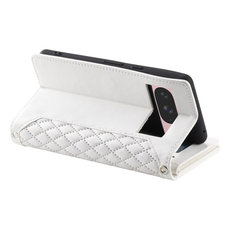 Diamond Stitch Zipper Wallet Wrist Strap