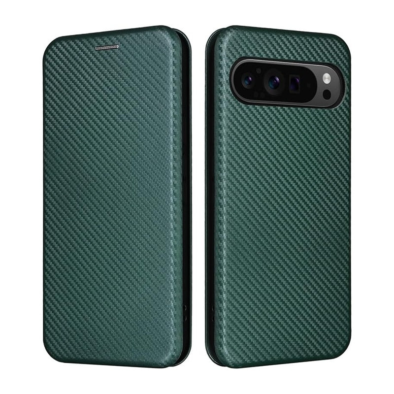 Google Pixel 10 Slim Carbon Fiber Flip Wallet Case Cover