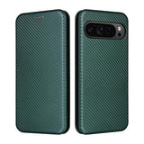 Google Pixel 10 Pro Slim Carbon Fiber Flip Wallet Case Cover