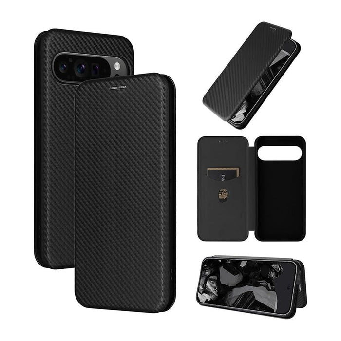 Slim Carbon Fiber Flip Wallet Case Cover