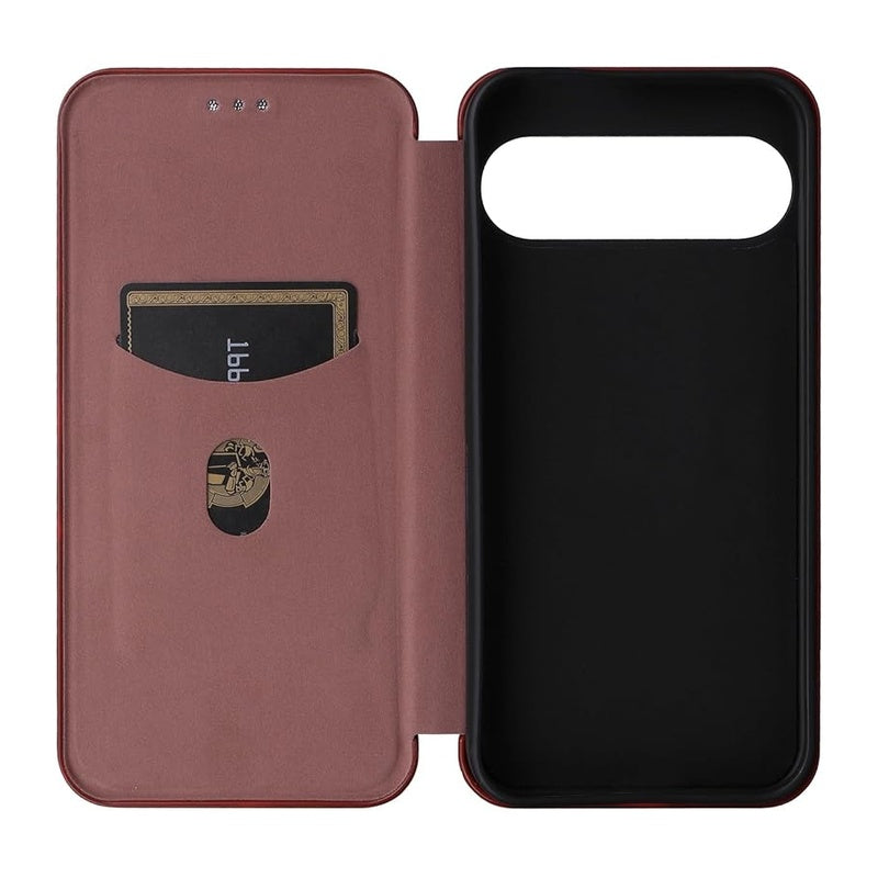 Google Pixel 10 Pro Slim Carbon Fiber Flip Wallet Case Cover
